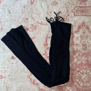 Black Ruched Foldover Flare Pants